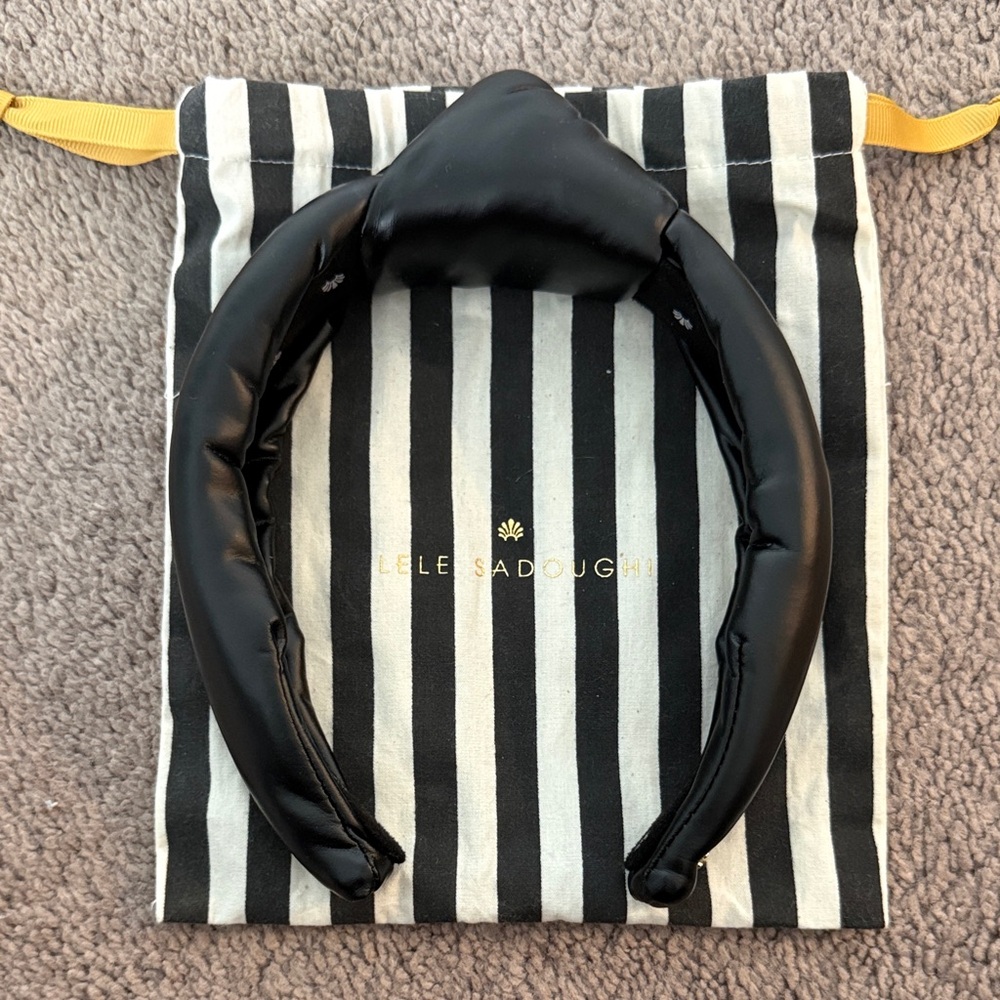 Lele Sadoughi Black Padded Faux-Leather Headband
